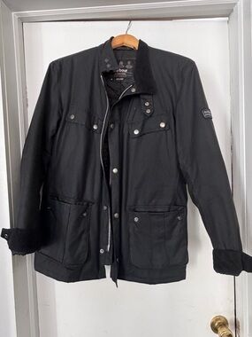 Barbour Black Waxed Cotton Military Field Jacket